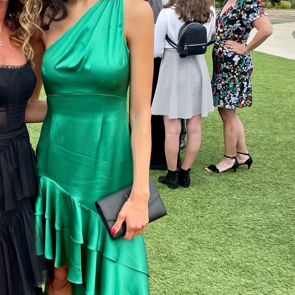 Cinq à Sept Green One Shoulder Dress - Picture 1 of 8